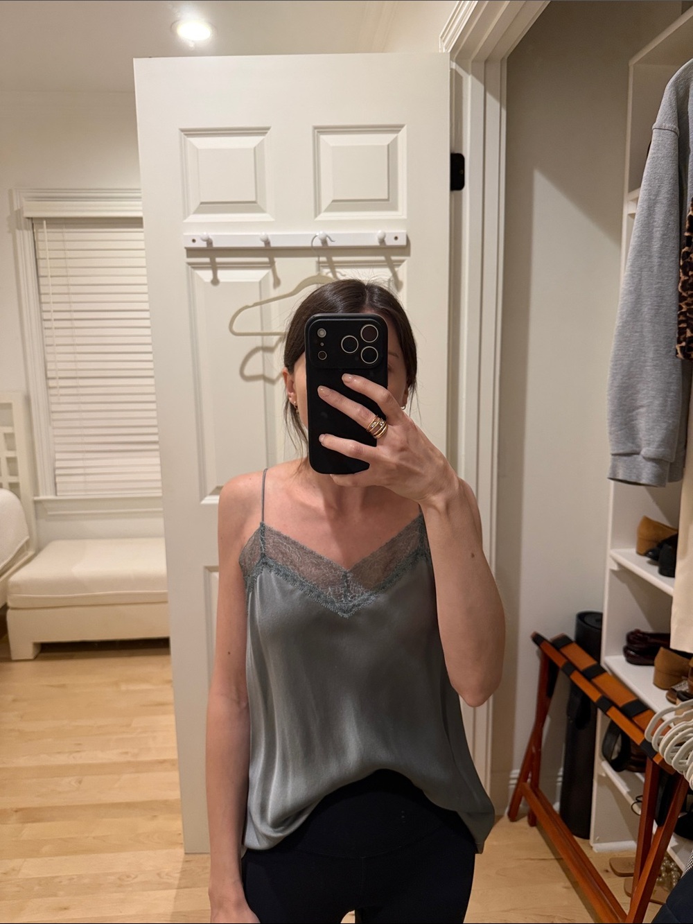 Vince Lace Trim Satin Cami Slip - Gray - Picture 4 of 4